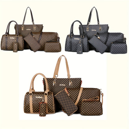 6pcs Women's Handbag Collection - Geometric Crossbody Bags with Zipper Closure, Handbags Suitable for Everyday