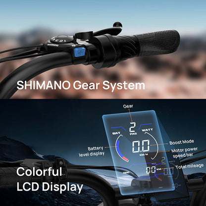 URLIFE T2 E-Bike Fat Tire 250W 54.6V 15.6Ah Bicicletta Elettrica MTB 20x4” 120KM Autonomia 7 Velocità Off Road Uomo Donna