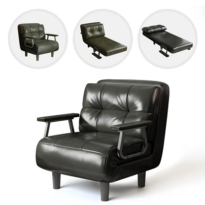 Foldable Sofa Bed Frame with Leather Armrests - Space-Saving Sleeper Bed Suitable for Small Apartments, Dorms, Guest Rooms