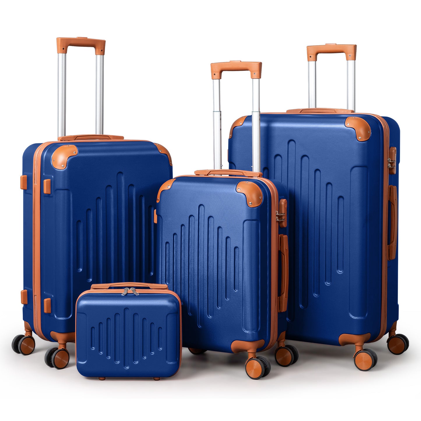 3/4/5pcs Dark Purple and Brown Hardside Luggage Set | Expandable Design with Spinner Wheels, Lightweight ABS+PC Luggage (12/16/20/24/28 Inch)