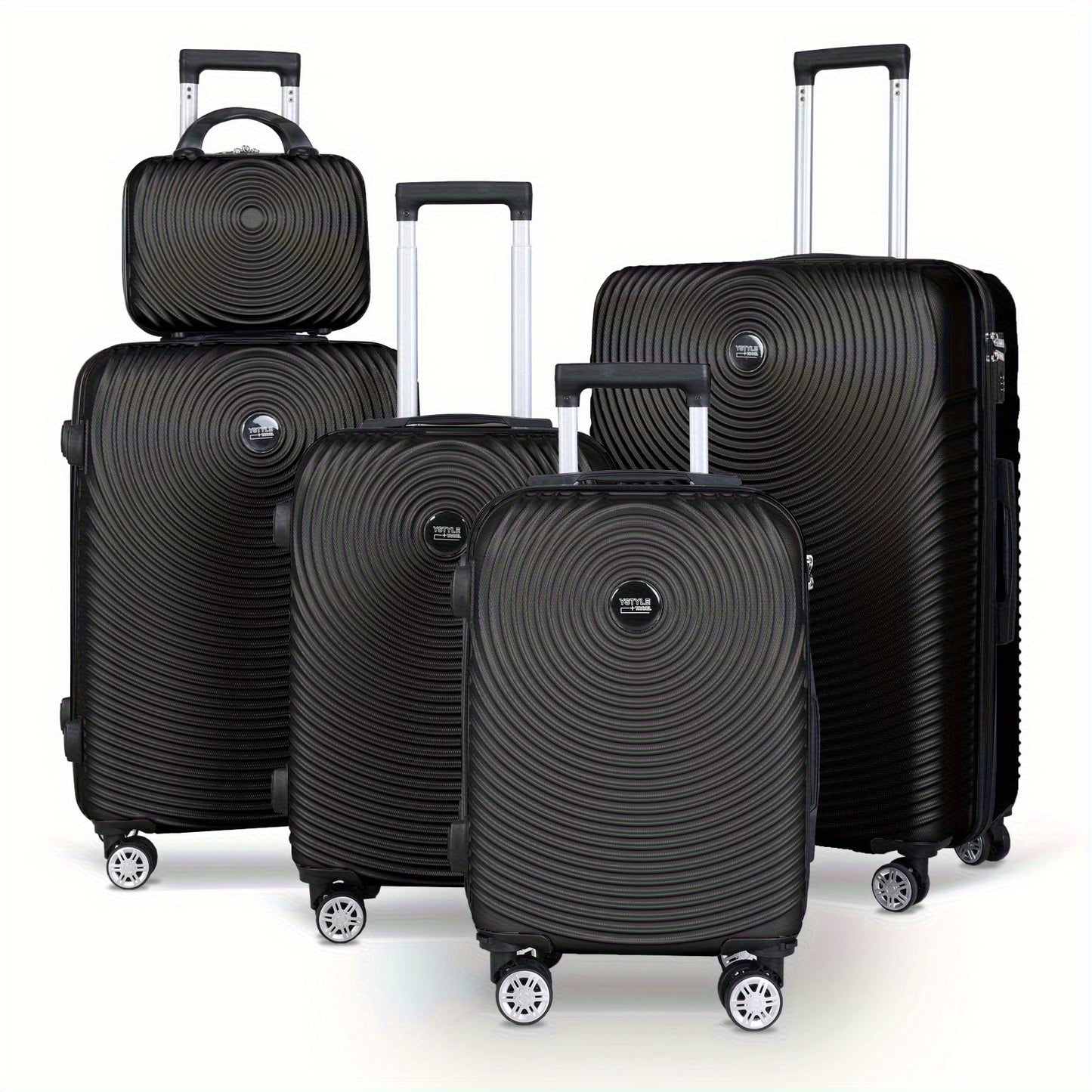 YSTYLE 3pcs/5pcs Luggage Set – ABS Carry-On Suitcases with 360° Silent Spinner Wheels & TSA Combination Lock