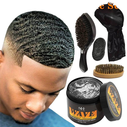 100g Waves Control Pomade Set 360 Wavy Hair Oil With Brush