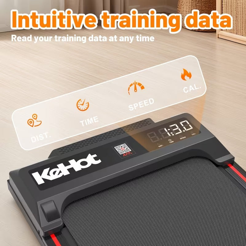 Silent Folding Electric Treadmill, Adjustable Speed 12 km/h, LED