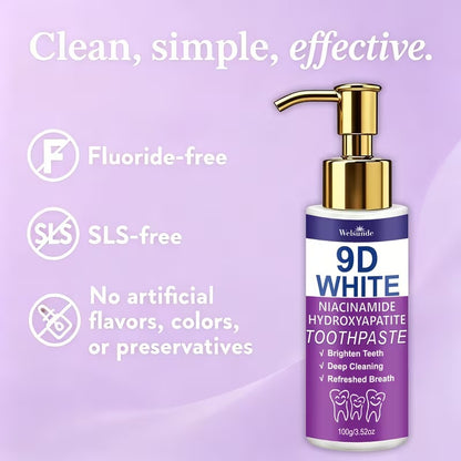 Rivoluziona il tuo sorriso e ottieni denti visibilmente più luminosi con il Dentifricio Viola Sbiancante 9D White. TK