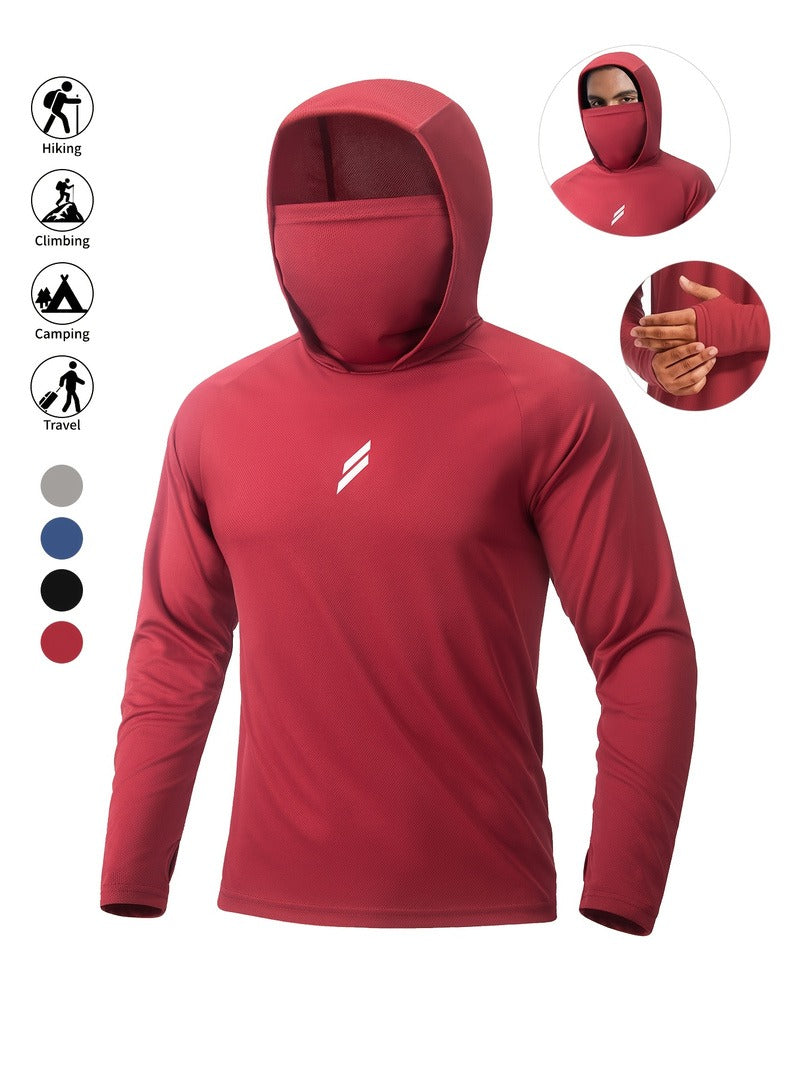 Maglia da Pesca con Cappuccio e Maschera Uomo - Traspirante. TK