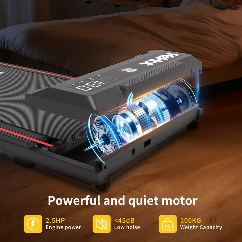 Silent Folding Electric Treadmill, Adjustable Speed 12 km/h, LED