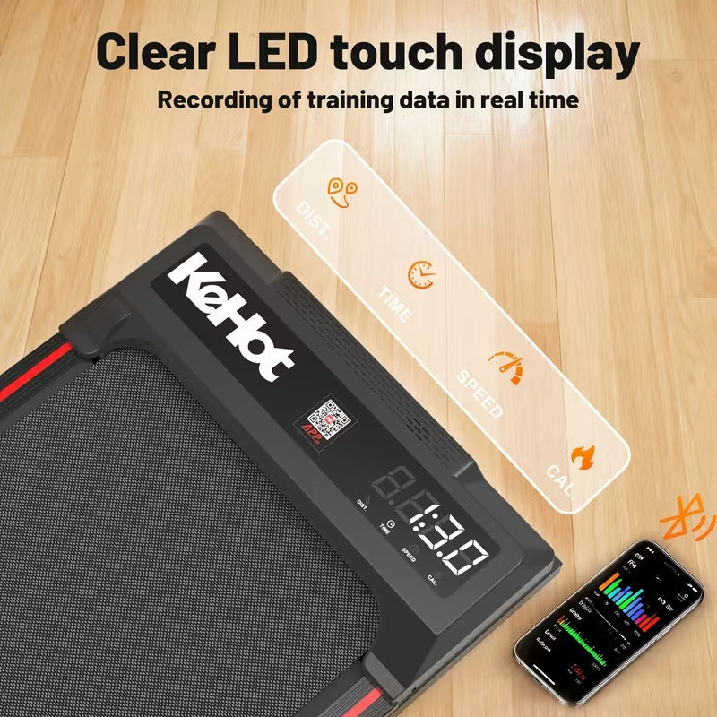 Silent Folding Electric Treadmill, Adjustable Speed 12 km/h, LED Kehot