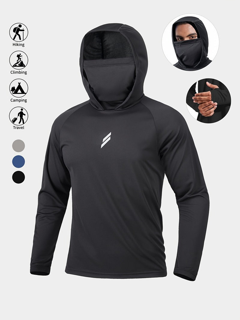Maglia da Pesca con Cappuccio e Maschera Uomo - Traspirante. TK